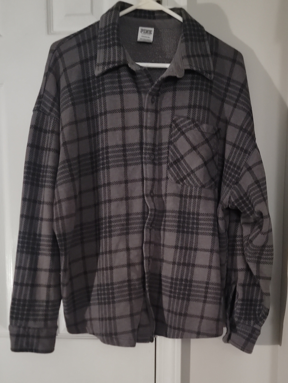 Victoria's Secret Gray Plaid Button-Up Shirt Jacket